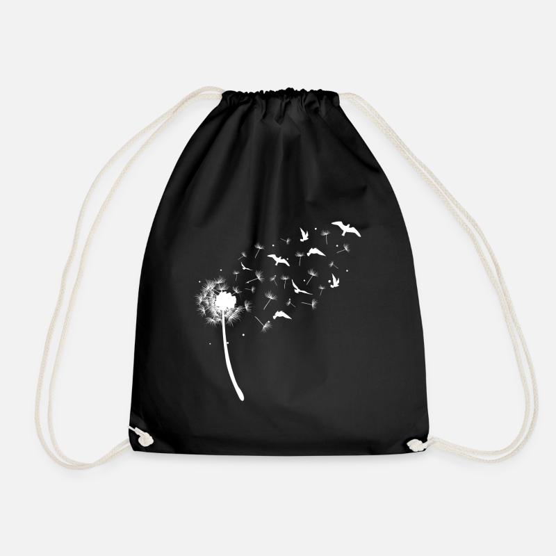 Pusteblume Löwenzahn Vogel Vögel Geschenk - Turnbeutel - Schwarz