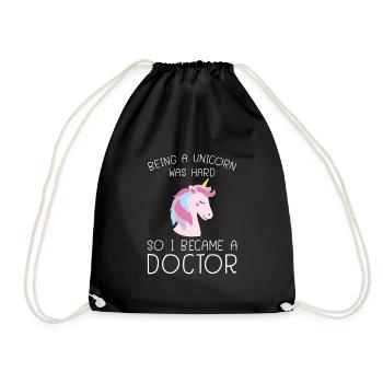 Unicorn Phd Doctorate Uni Saying Gift - Drawstring Bag - black - Front