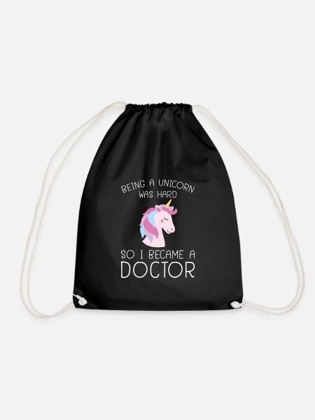 Unicorn Phd Doctorate Uni Saying Gift - Drawstring Bag - black