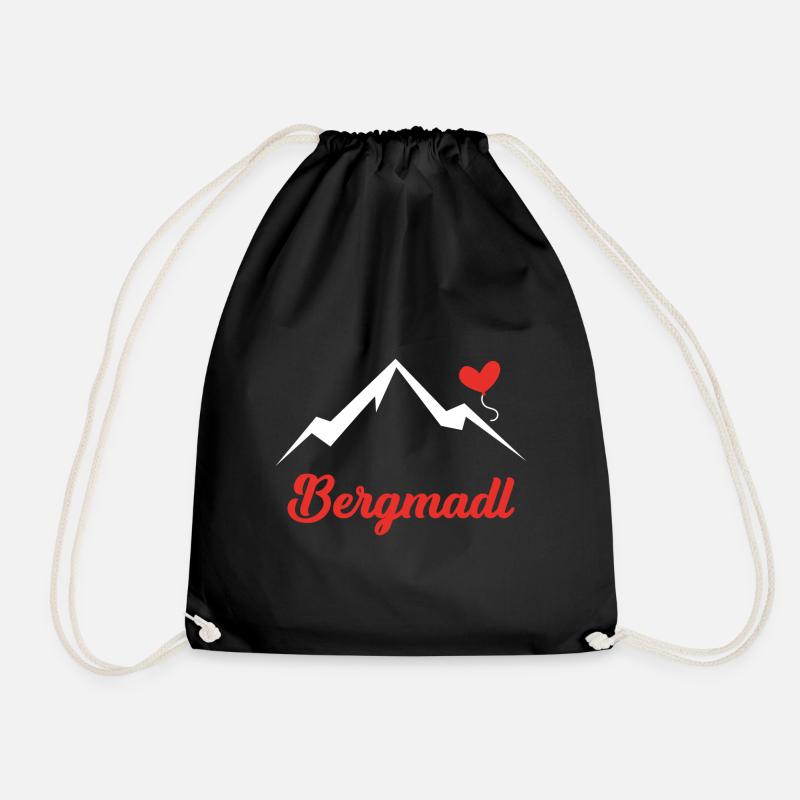 Bergmädl Liebe Herz Wandern Geschenk - Turnbeutel - Schwarz
