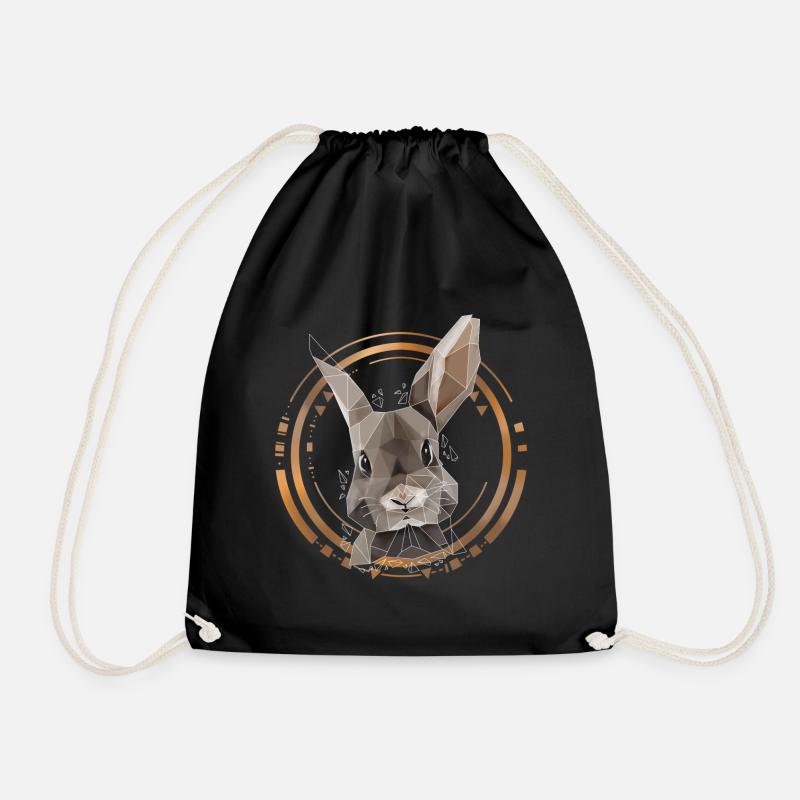 Cooler Hase Low Poly Design | Geometrisch, Dreieck - Turnbeutel - Schwarz