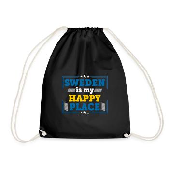 Suède happy place cadeau disant drapeau nord - Sac de sport léger - noir - Devant