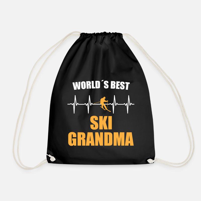 Ski Granny Heartbeat - Drawstring Bag - black