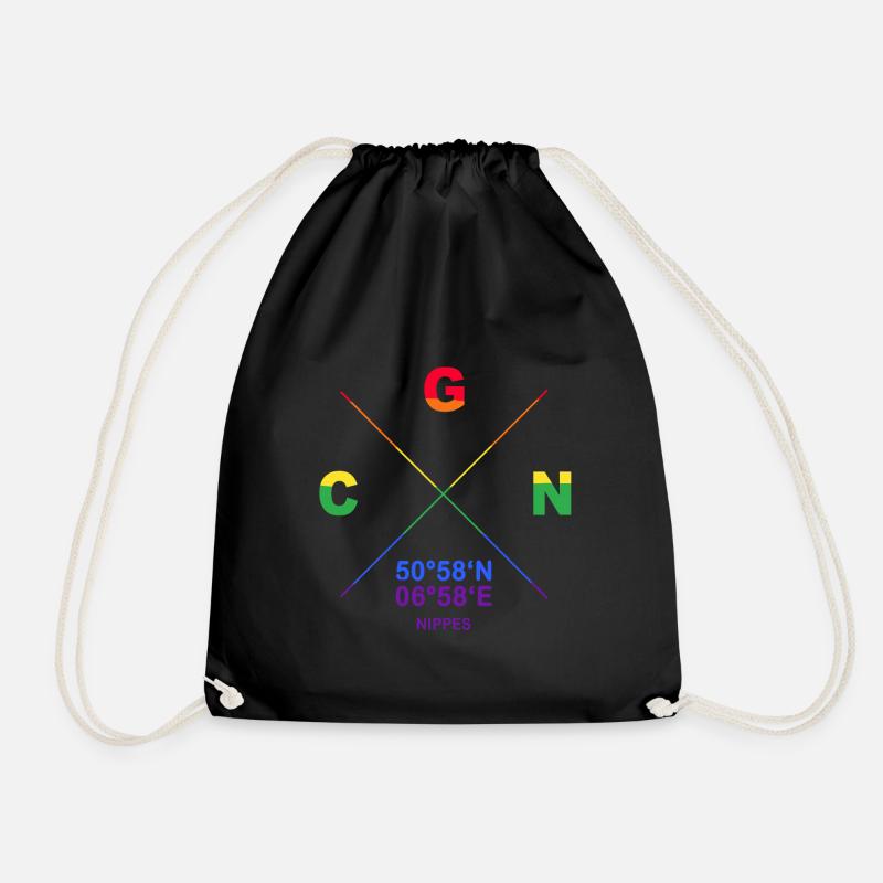 CGN Nippes Veedel Koordinaten Gay Pride CSD - Turnbeutel - Schwarz
