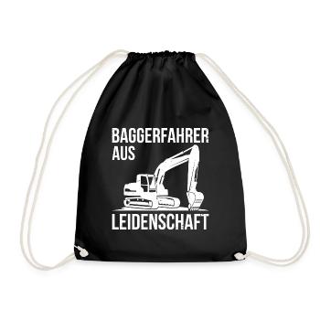 Baggerfahrer aus Leidenschaft Spruch Geschenk - Turnbeutel - Schwarz - Vorne