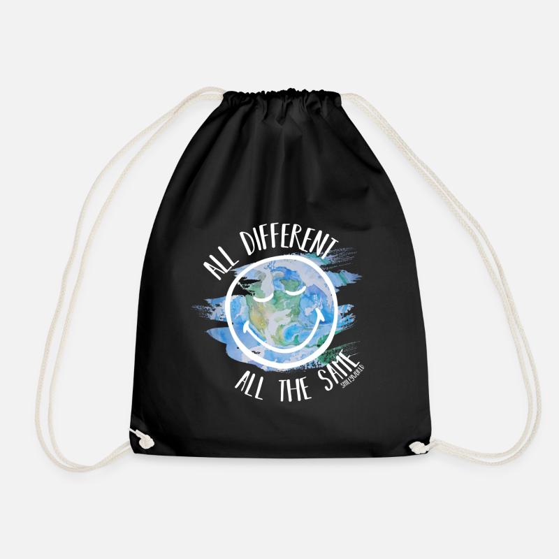 All Different All the Same Smileyworld white - Drawstring Bag - black