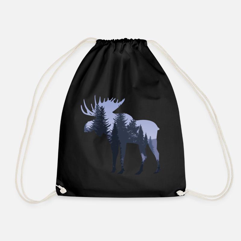 Sweden Moose in the forest - Drawstring Bag - black