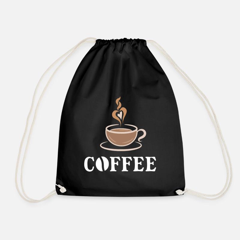 Coffee Drinking Milk Coffee Coffee Cup Saying - Drawstring Bag - black