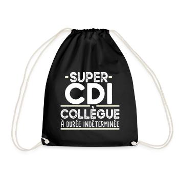 Collègue Durée Indéterminée CDI Cadeau T-shirt Mug - Sac de sport léger - noir - Devant