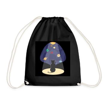 Chat mignon dans l’espace avec des planètes - Sac de sport léger - noir - Devant