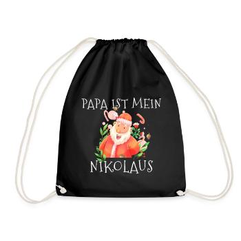 Papa ist mein Nikolaus - Turnbeutel - Schwarz - Vorne