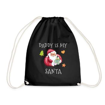 daddy is my santa white present - Drawstring Bag - black - Front