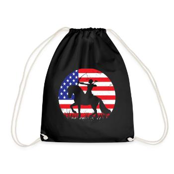 Cavalier archer américain avec arc devant le drapeau - Sac de sport léger - noir - Devant