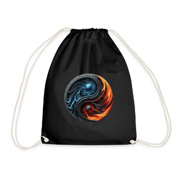 Ying Yang Fire and Ice - Drawstring Bag - black - Front