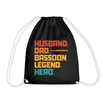 Husband Dad Bassoon Legend Hero - Turnbeutel - Schwarz - Vorne