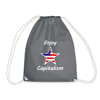 Enjoy capitalism - Drawstring Bag - grey - Front
