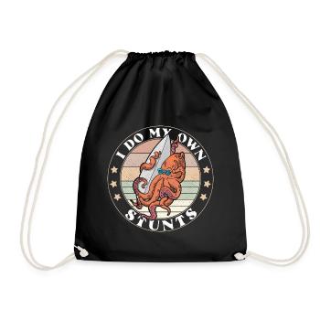 Surfender Oktopus Wassersport Tintenfisch Surfing - Turnbeutel - Schwarz - Vorne