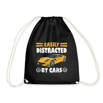 Easily Distracted By Cars - Drawstring Bag - black - Front