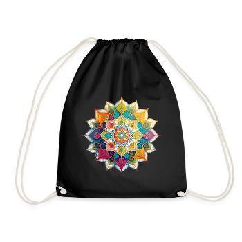 Buntes Mandala - Yoga - Meditation - GOA - Turnbeutel - Schwarz - Vorne