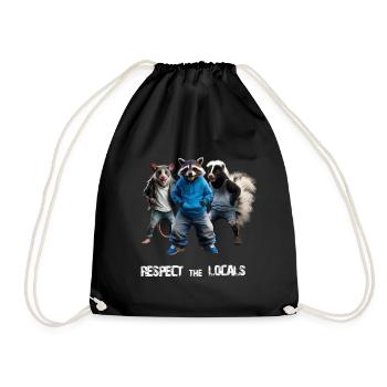 RESPECT THE LOCALS - RACCOON, POSSUM AND SKUNK - Drawstring Bag - black - Front