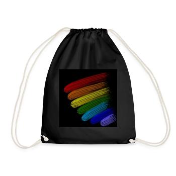Regenbogen-Streifen - Turnbeutel - Schwarz - Vorne
