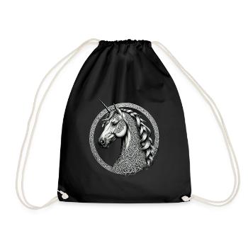 Licorne avec nœud celtique - Sac de sport léger - noir - Devant