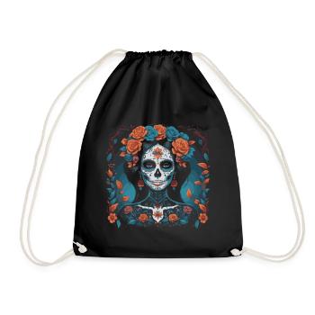 Santa Muerte Crâne Femme Design - Sac de sport léger - noir - Devant