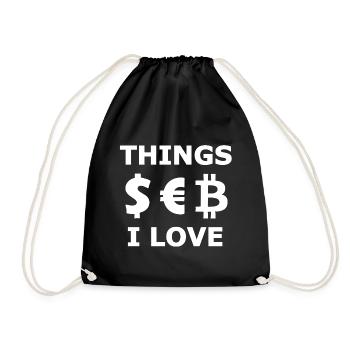 Dollar, Euro and Bitcoin - Drawstring Bag - black - Front