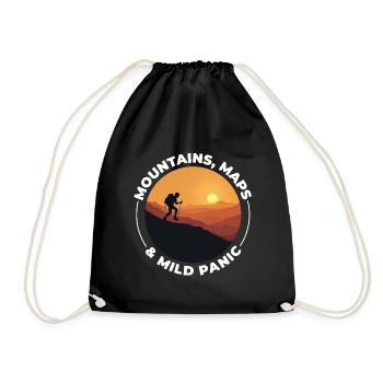 Hiking Mountain Sunset Adventure Outdoor Explore - Drawstring Bag - black - Front