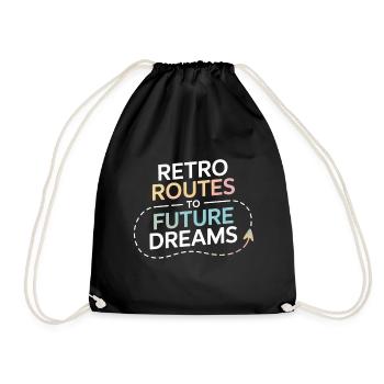 Retro Routes Future Dreams Compass Map - Drawstring Bag - black - Front