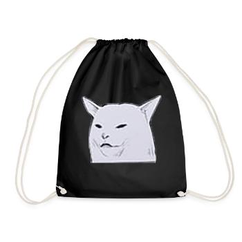 Confused Cat - Drawstring Bag - black - Front