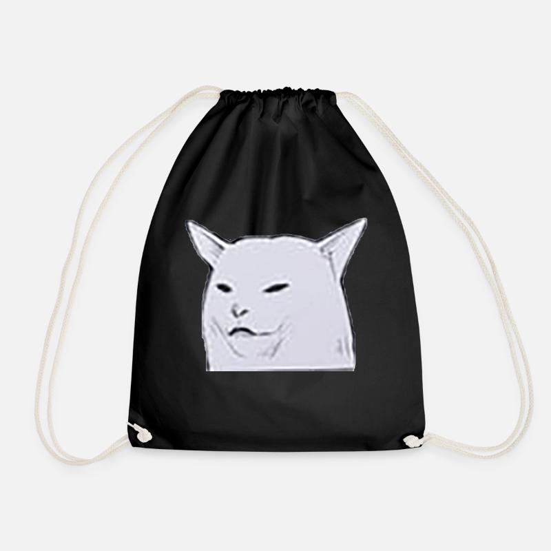 Confused Cat - Drawstring Bag - black