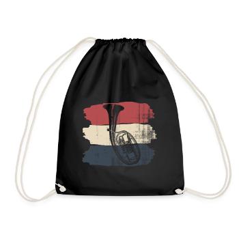 tenor horn - Drawstring Bag - black - Front