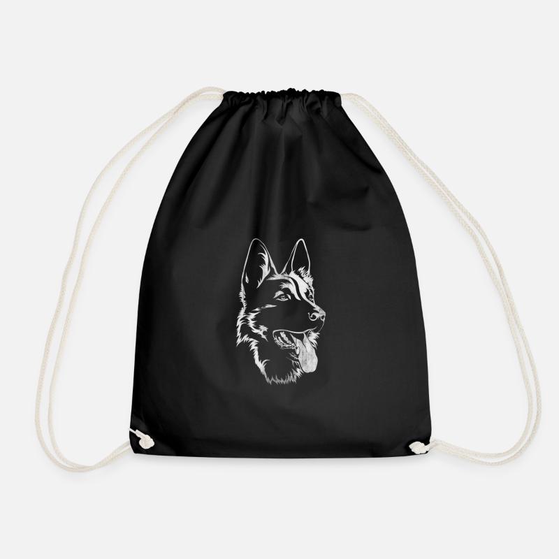 German Shepherd - Drawstring Bag - black