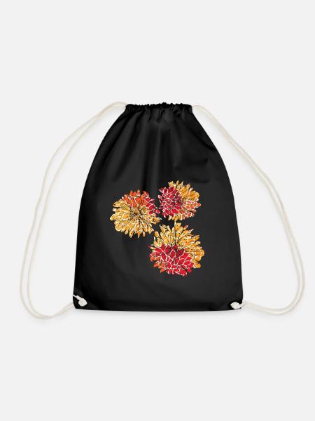 Blumen mit Blumen Muster - Turnbeutel - Schwarz