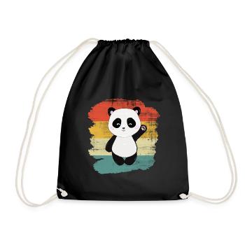 Pandabär - Turnbeutel - Schwarz - Vorne