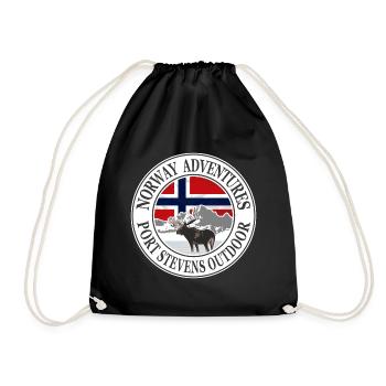 Norway Adventures - Norway Flag & Moose - Drawstring Bag - black - Front