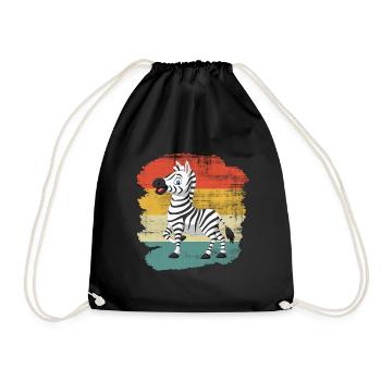 zebra - Drawstring Bag - black - Front