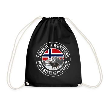 Norway Adventures - Norway Flag & Moose - Drawstring Bag - black - Front