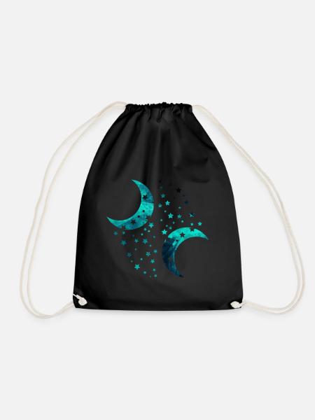 moon and stars - Drawstring Bag - black