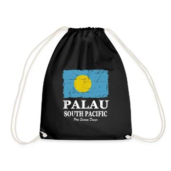 Flag of Palau - Palau Flagge - shabby look - Turnbeutel - Schwarz - Vorne