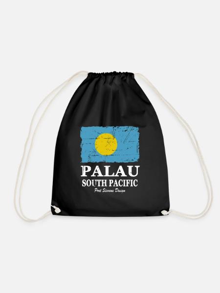 Flag of Palau - Palau Flagge - shabby look - Turnbeutel - Schwarz