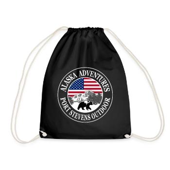 Alaska - Bear - USA Flag - Drawstring Bag - black - Front