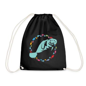 I love manatees - Drawstring Bag - black - Front