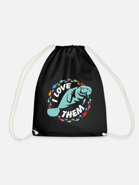 Ich liebe Manatees - Turnbeutel - Schwarz