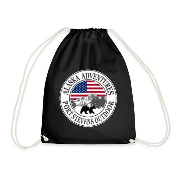Alaska - Bear - USA Flag - Drawstring Bag - black - Front