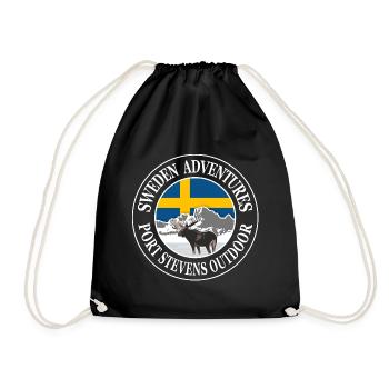 Suède Aventures - Drapeau suédois et orignal - Sac de sport léger - noir - Devant