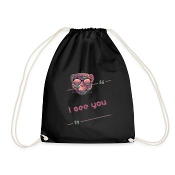 I SEE YOU monkey funky cool zitat deutsch - Turnbeutel - Schwarz - Vorne