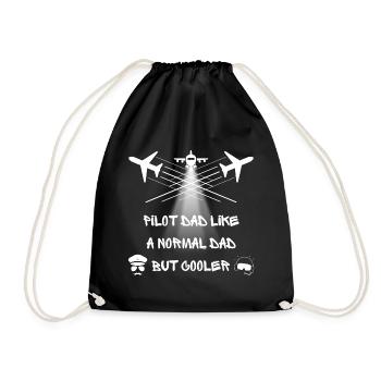 pilot dad like a normal dad but cooler - Drawstring Bag - black - Front