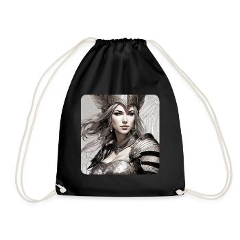 Fantasy Anime Girl Wikinger Germanen Mittelalter - Turnbeutel - Schwarz - Vorne
